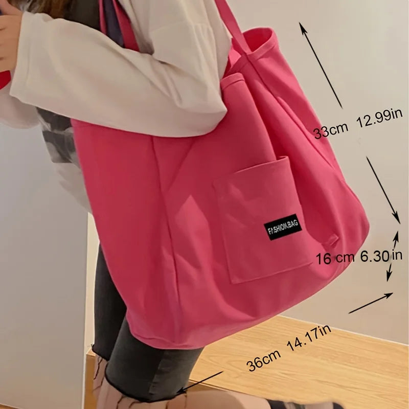 Canvas Tote Bag – Large Capacity Korean Style Shoulder Bag