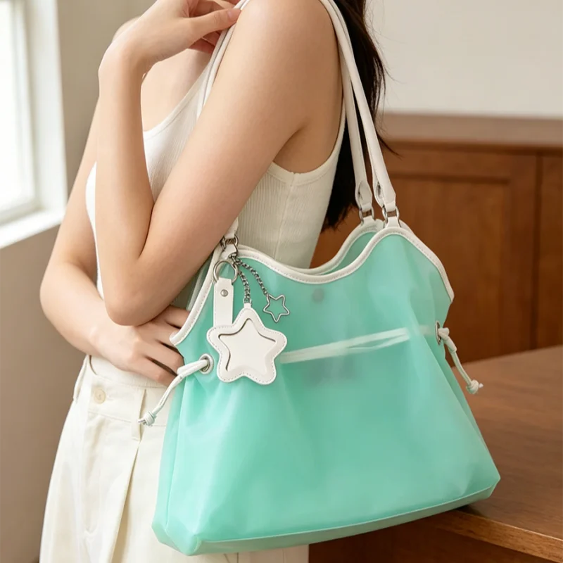 Large Capacity Jelly Tote Bag – Transparent PVC Shoulder Bag