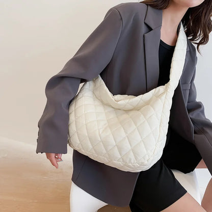 Quilted Puffer Shoulder Bag for Women – Padded Hobo Handbag