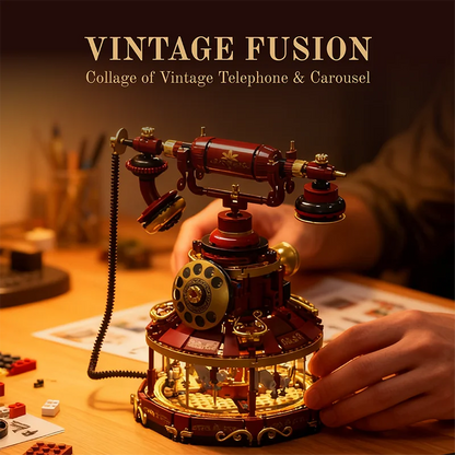 Retro Telephone MOC Building Set – Carousel Bricks Room Decor