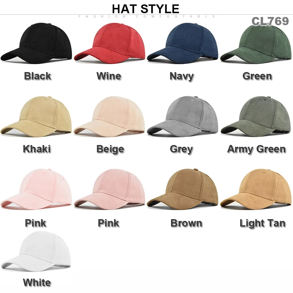 Suede Baseball Cap – Snapback Adjustable Dad Hat for Men & Women