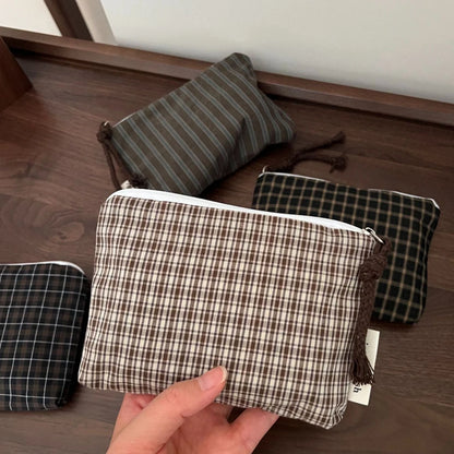 Vintage Plaid Coin Purse Women's Mini Zipper Wallet
