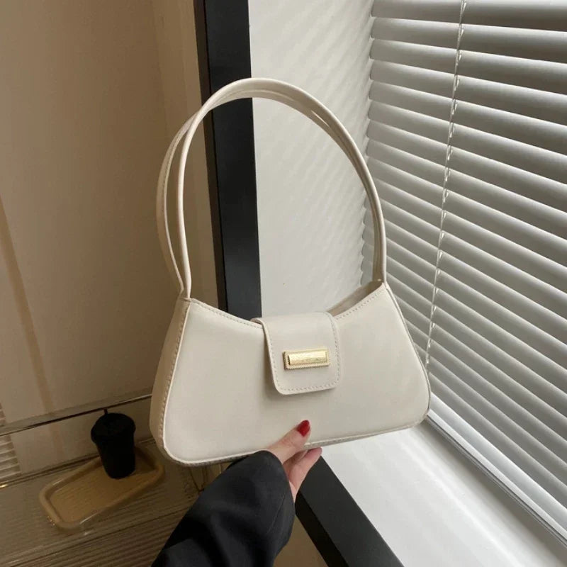 Minimalist Shoulder Bag for Women – Small Buckle Underarm Handbag