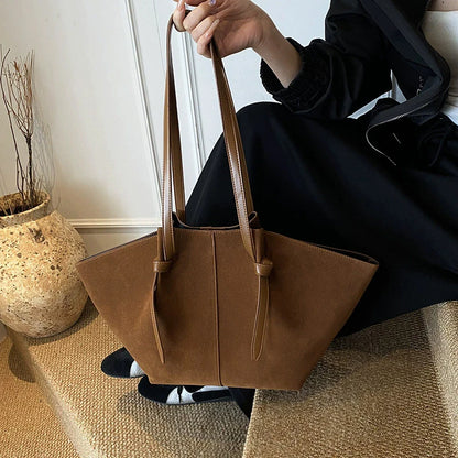 Faux Suede Tote Bag for Women – Luxury Large Capacity Shoulder Bag