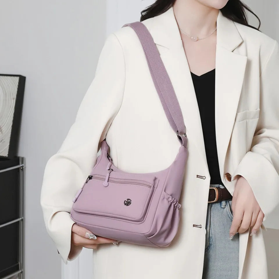 Women's Lightweight Waterproof Nylon Crossbody Bag – Multi-Pocket Shoulder Handbag