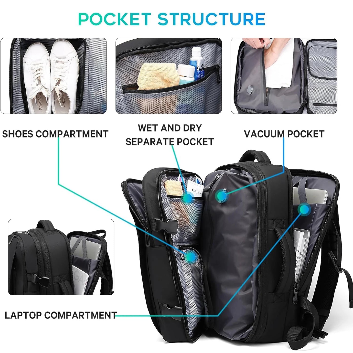 Bange Vacuum Compression Backpack 17" – Expandable Travel & Business Bag