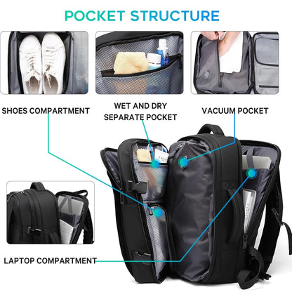 Bange Vacuum Compression Backpack 17" – Expandable Travel & Business Bag
