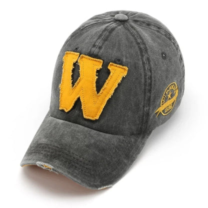 W Embroidery Snapback Baseball Cap – Unisex Cotton Hip Hop Hat