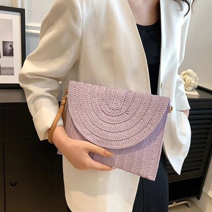 Straw Crossbody Bag for Women – Handwoven Envelope Purse