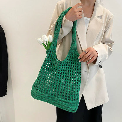 Crochet Tote Bag for Women – Large Hollow Knit Shoulder Bag