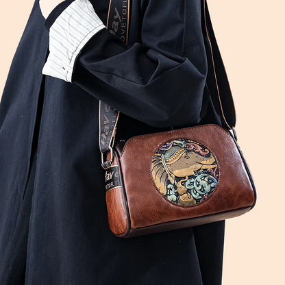 Moods Vintage Style Cross Body Bags Women Elephant Embossed Mini Square Shoulder Messenger Bag