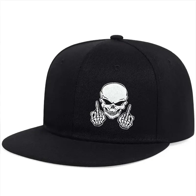 Skeleton Skull Embroidery Hip-Hop Baseball Cap – Unisex Adjustable Snapback