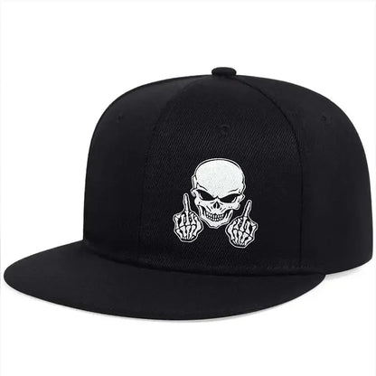 Skeleton Skull Embroidery Hip-Hop Baseball Cap – Unisex Adjustable Snapback