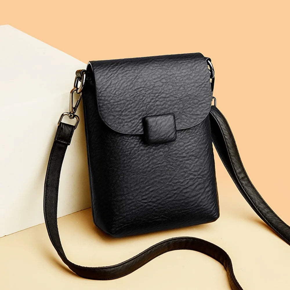 Women's Small Crossbody Phone Bag – Soft Leather Flap Purse