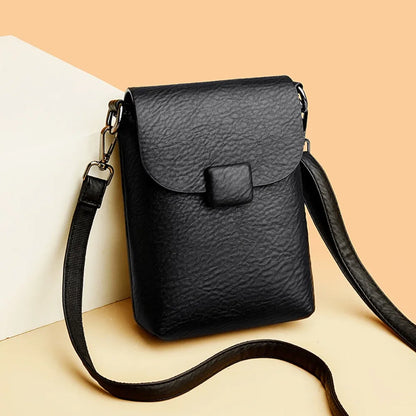 Women's Small Crossbody Phone Bag – Soft Leather Flap Purse