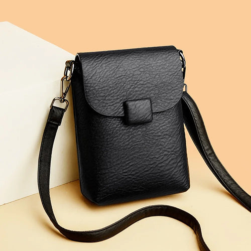 Women's Small Crossbody Phone Bag – Soft Leather Flap Purse