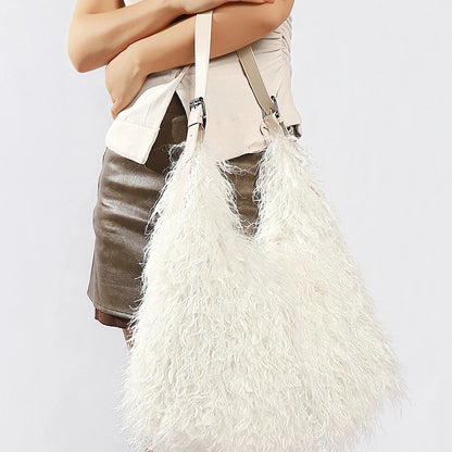 Fluffy Faux Fur Tote Bag – Large Capacity Shoulder Bag for Women