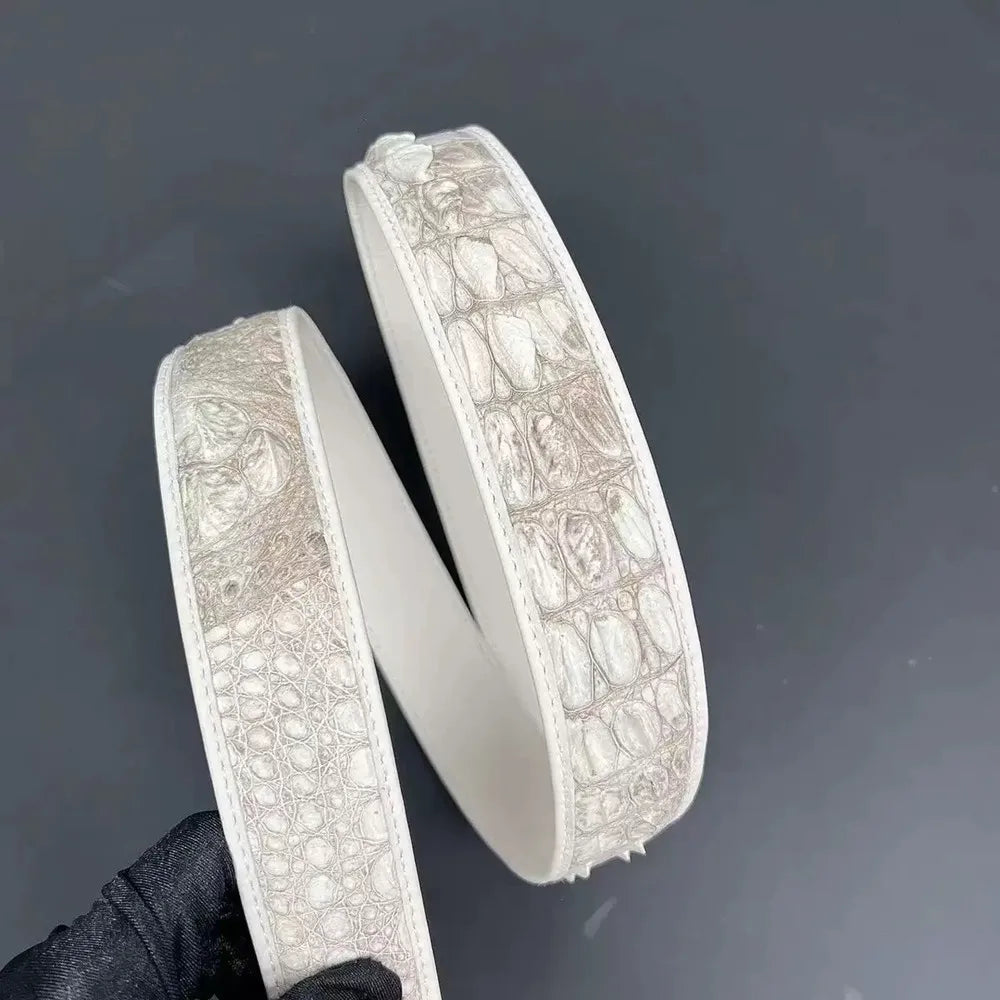 Himalayan Crocodile Leather Men's Belt – Luxury Silver Pin Buckle