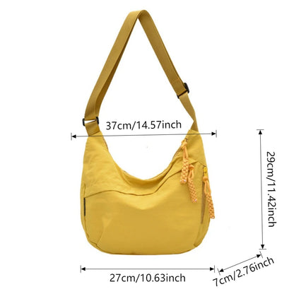 Nylon Crossbody Shoulder Bag for Women – Large Capacity with Zipper