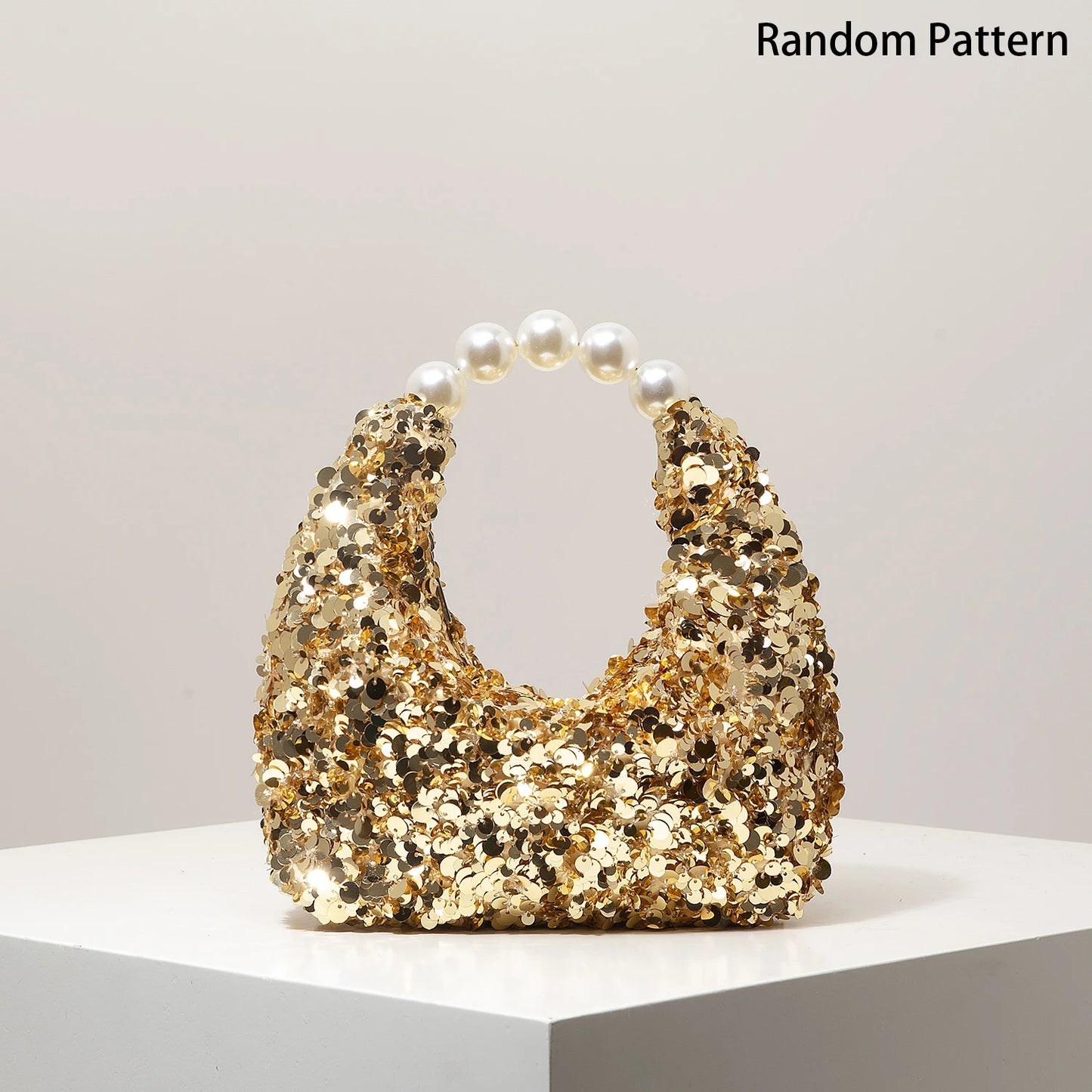 Sequin Pearl Handle Bag – Glitter Hobo Purse for Gala & Wedding