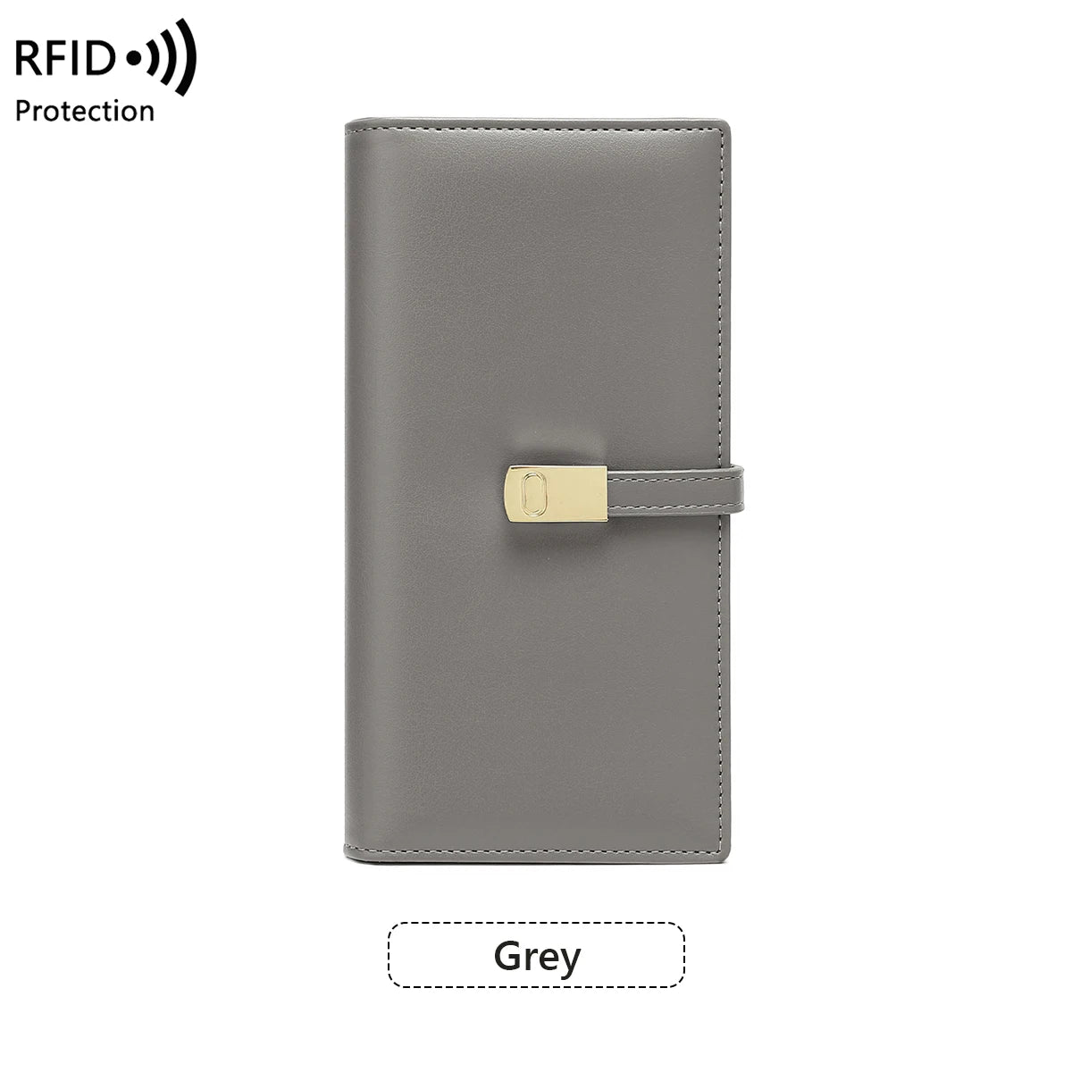 RFID Blocking Ultra-Thin Long Wallet for Women – PU Leather Double Fold Card Clip