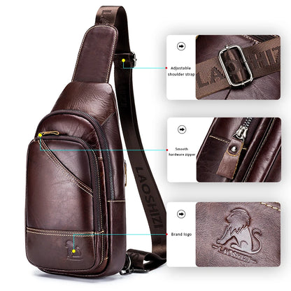 Genuine Leather Men's Chest Bag Sling Crossbody Bag
