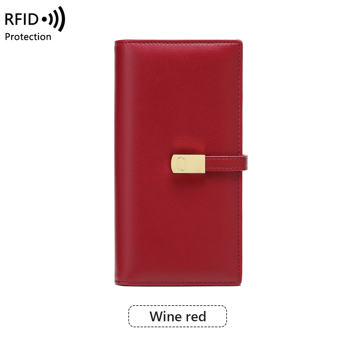 RFID Blocking Ultra-Thin Long Wallet for Women – PU Leather Double Fold Card Clip