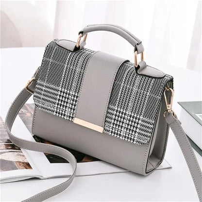 Retro Flap Crossbody Bag for Women – PU Leather Houndstooth Handbag