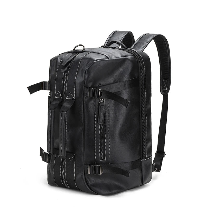 Large Travel Backpack for Men – Multi-Functional PU Leather Bag