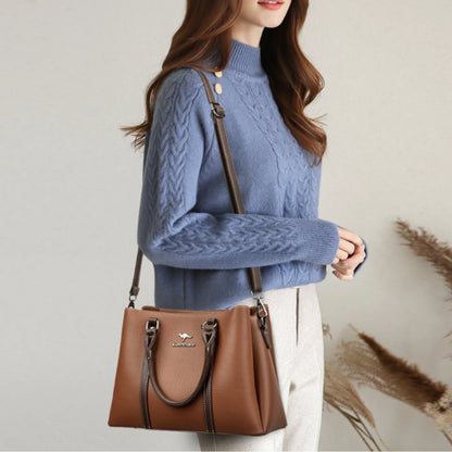 Leather Handbag for Women – Multi-Pocket Crossbody Tote