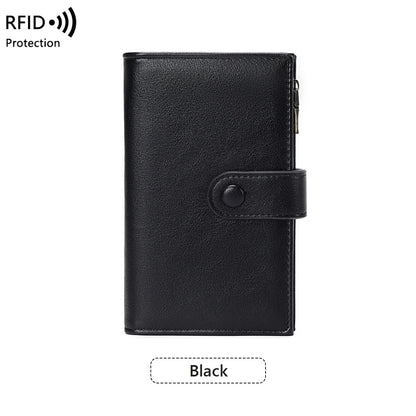 RFID Blocking Women's Trifold Leather Clutch Wallet
