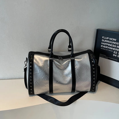 PU Leather Duffle Bag – Patch Detail Gym & Travel Bag for Men & Women