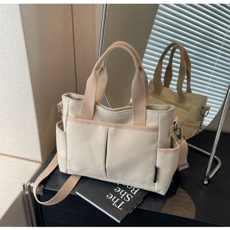 Canvas Tote Bag Women's Large Capacity Crossbody Handbag