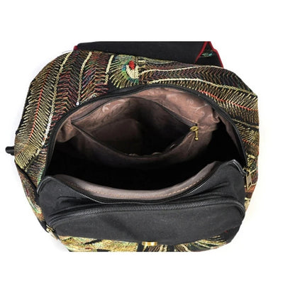 Embroidered Ethnic Backpack – Women's Large Capacity Canvas Travel Bag