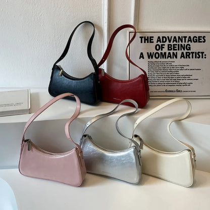 Y2K Leather Shoulder Bag for Women – Cute Mini Underarm Purse