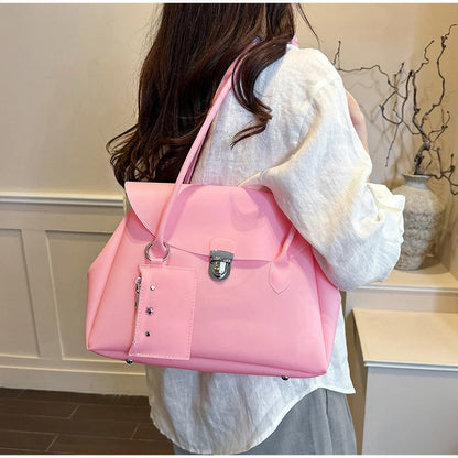 Large Capacity PVC Shoulder Bag – Women's Waterproof Handbag with Coin Purse