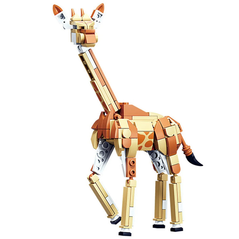 Wild Animal Building Block Kit – Fox, Wolf, Giraffe & More