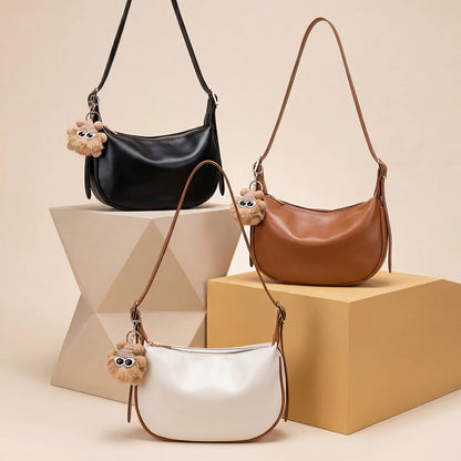 Dumpling Shoulder Bag – Women's Minimalist Crossbody with Charm