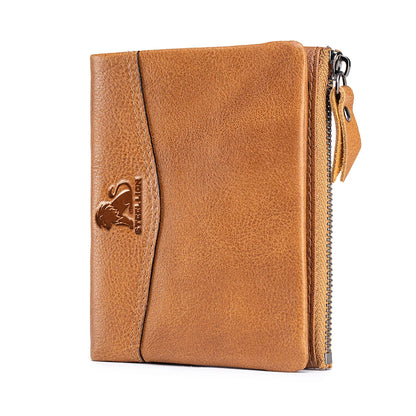RFID Blocking Leather Wallet – Bifold with Card Slots & Zipper