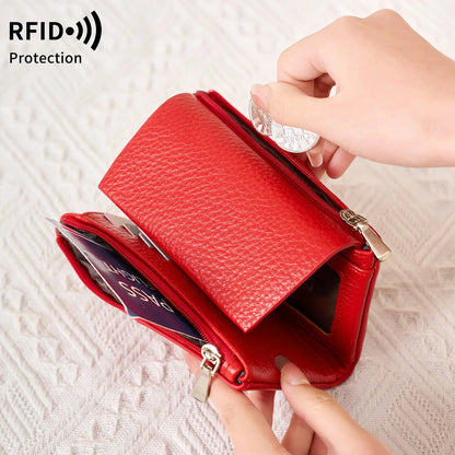 RFID Women's Tri-Fold Wallet Large Capacity Multi-Card Clutch