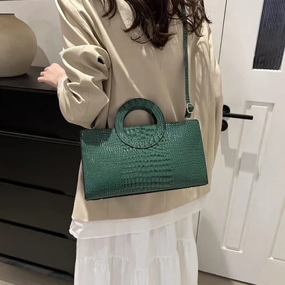 Crocodile Pattern Shoulder Bag – Large Capacity Retro Crossbody