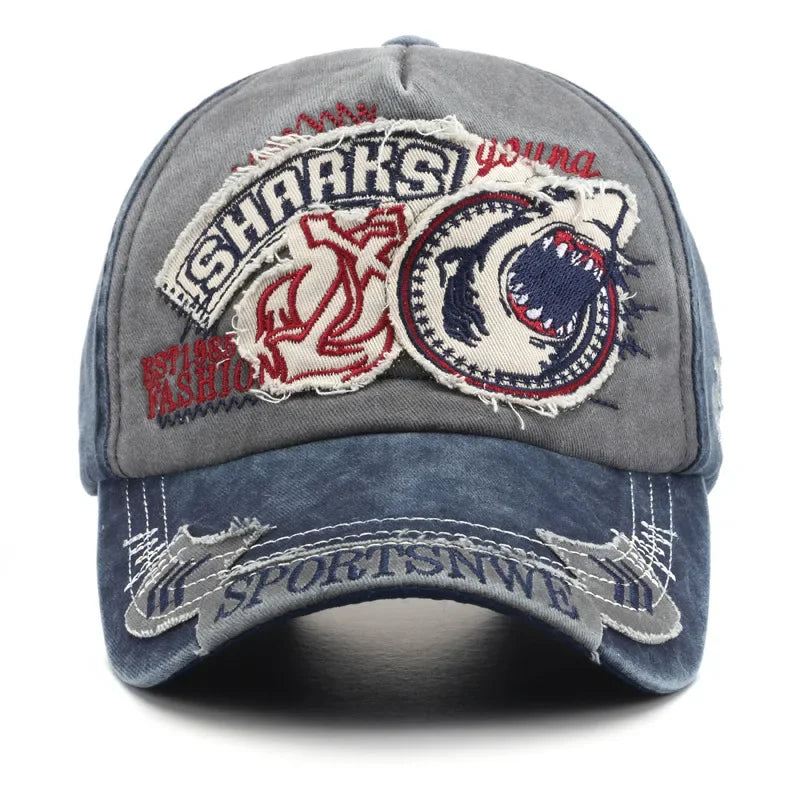 Shark Embroidery Baseball Cap – Unisex Cotton Snapback Hat