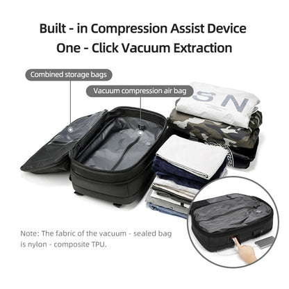 Vacuum Compression Travel Backpack with Electric Pump – 17" Laptop