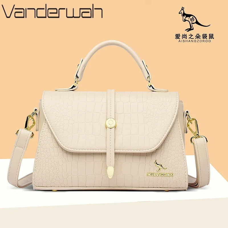 Crocodile Pattern Leather Crossbody Bag for Women