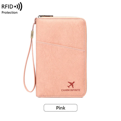 RFID Passport Holder Travel Wallet – Large Capacity Zipper