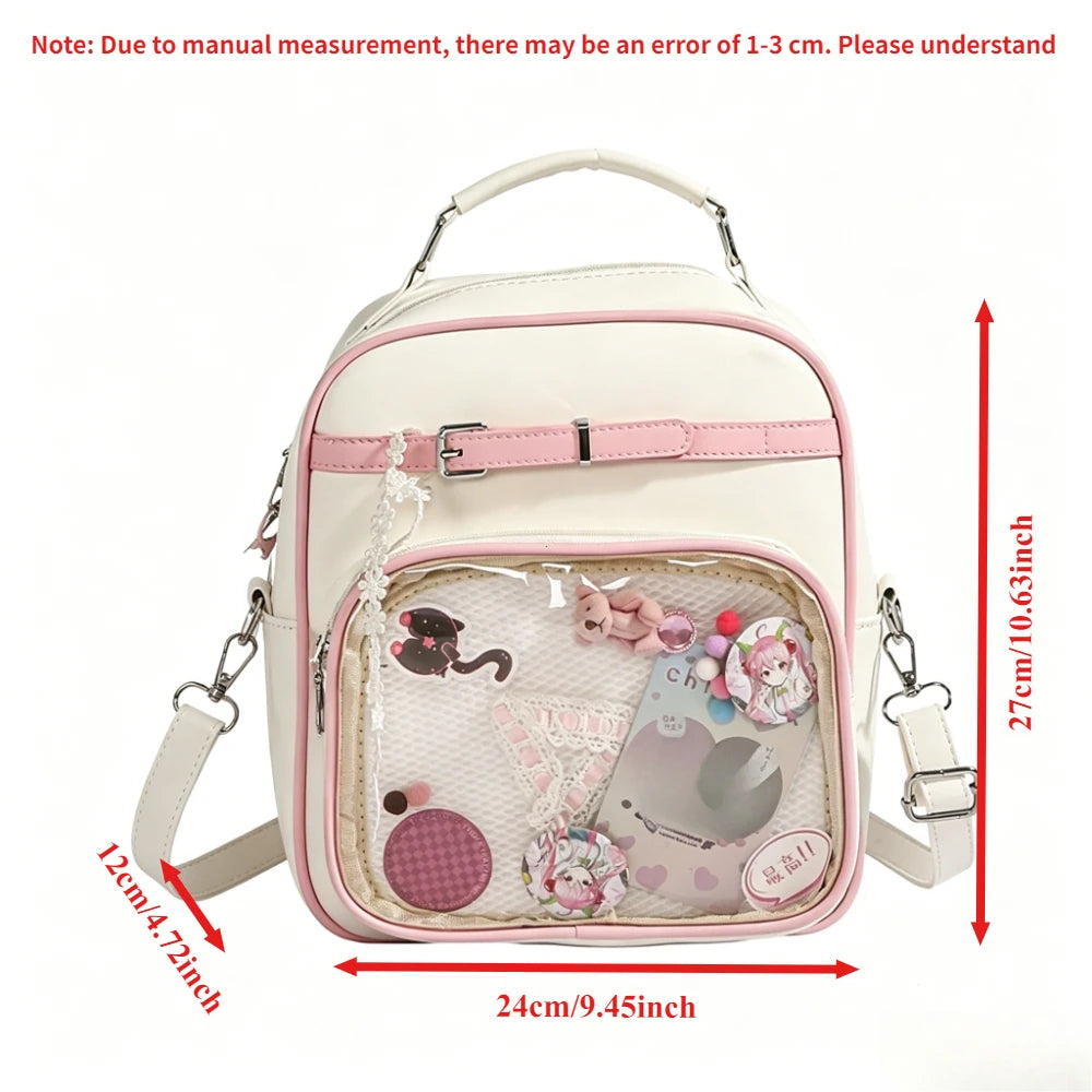 Ita Bag Preppy Style Crossbody Backpack – Clear Window Mini Bag for Girls