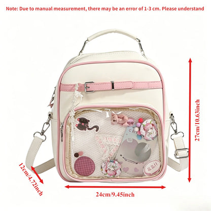 Ita Bag Preppy Style Crossbody Backpack – Clear Window Mini Bag for Girls