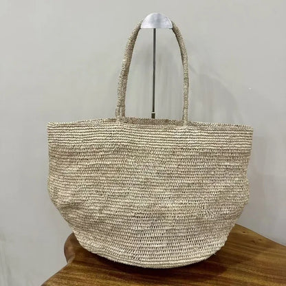Raffia Straw Beach Tote Bag – Large Woven Shoulder Bag for Summer