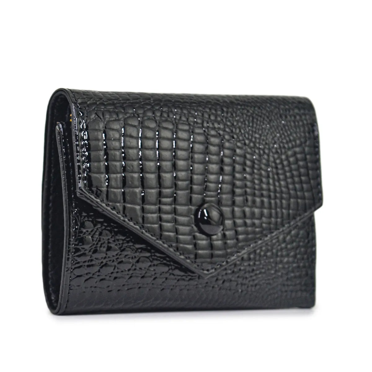 Women's Crocodile Pattern Genuine Leather Wallet – Tri-Fold Envelope Style
