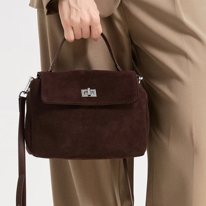 Suede Leather Crossbody Bag for Women – Luxury Designer Shoulder Handbag